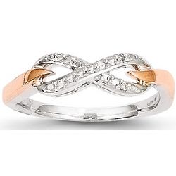 Sterling Silver 14k Rose Gold Diamond Infinity Ring