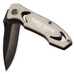 Personalized Gunmetal Aluminum Pocket Knife with 3 Inch Blade