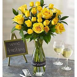 Chardonnay Rose Bouquet with Wine Carafe