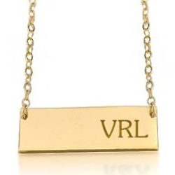 24k Gold-Plated New Bar Necklace with Personalized Monogram