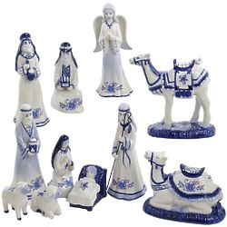 Porcelain Delft 11 Piece Nativity Set