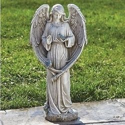 Angel with 2 Birds Garden Statue