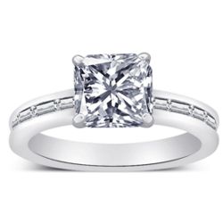 Sterling Silver Asscher-Cut Cubic Zirconia Engagement Ring