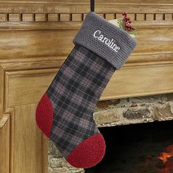Knit Northwoods Plaid Design Personalized Christmas Stocking