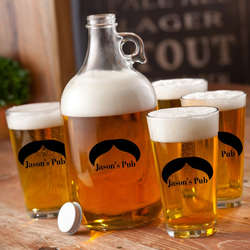 Personalized Printed Mr. Big Mustache Growler Set