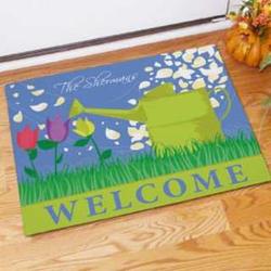 Personalized Watering Can Welcome Doormat
