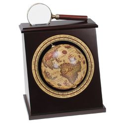 Working Globe Bookend with Magnifying Glass