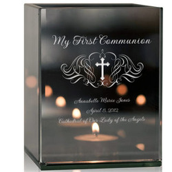 Holy Cross Personalized Tea Light Candle Holder