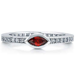 Marquise Garnet Cubic Zirconia Sterling Silver Solitaire Ring