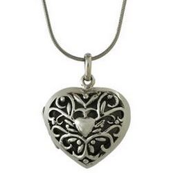 Sterling Silver Bali Style Filigree Heart Locket