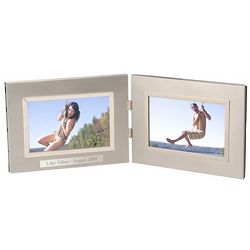 Personalized Brushed Metal Double Picture Frame