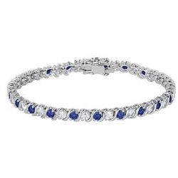 Lab-Created Blue and White Sapphire Bracelet in Sterling Silver