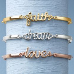 Tri-Color Faith, Dream, Love Bracelets