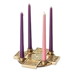 Gold Cross Advent Candleholder