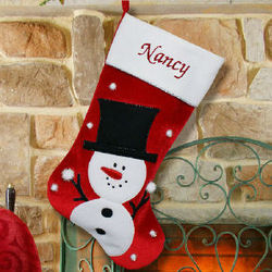 Embroidered Snowman Christmas Stocking