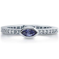 Marquise Cut Tanzanite Cubic Zirconia Sterling Silver Ring
