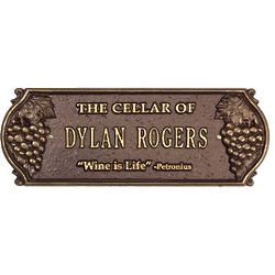 Wine Is Life Personalized Cellar Plaque