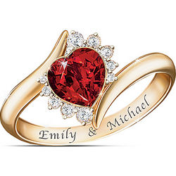 Sweetheart Couples Name Engraved Diamonesk Ring