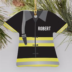 Personalized Fireman T-Shirt Holiday Ornament