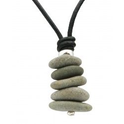 Natural Beach Stone Cairn Necklace