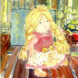 Little Girl's Doll Personalized Art Print