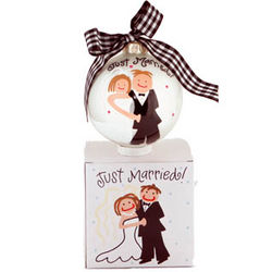 Personalized Just Married Couple Holding Hands Christmas Ornament
