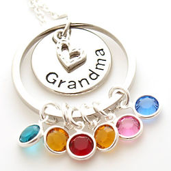 Grandma's Personalized Silver-Plated Birthstone Necklace