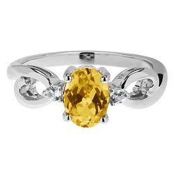 Citrine and White Topaz Ring in Sterling Silver