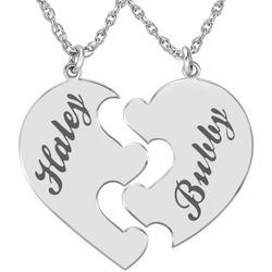 Couple's Personalized Interlocking Heart Necklaces