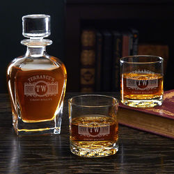 Personalized Marquee Glass Decanter Liquor Gift Set
