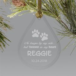 Personalized Pet Memorial Tear Drop Glass Holiday Ornament