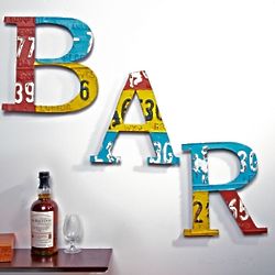 Alphabet B-A-R Metal Bar Letters