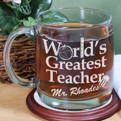 Engraved World's Greatest Teacher Glass Mug