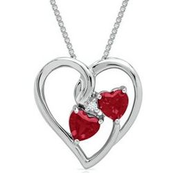 Lab-Created Ruby and White Sapphire Heart Pendant