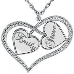 Couple's Personalized Framed Hearts Necklace