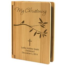Personalized Blessed Little Wings Christening Wooden Photo Album