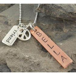 Friends Personalized Hand Stamped Copper Tag Necklace