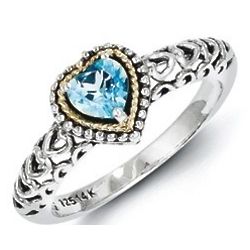 Blue Topaz Heart Ring in Sterling Silver
