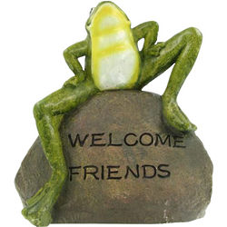 Welcome Friends Frog on Rock Lawn Garden Decoration
