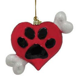 Personalized Dog Bone Through Heart Christmas Ornament