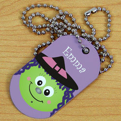 Personalized Witch Halloween Dog Tag