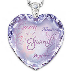 The Heart Of Our Family Crystal Pendant with Family Names