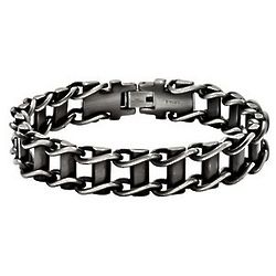 Men's Link Bracelet in Stainless Steel with Antique Finish