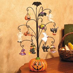 Halloween Pumpkin Tree Decoration with Spooky Ornaments