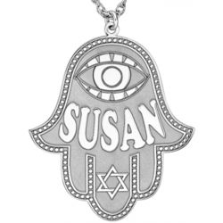 Personalized Sterling Silver Star of David Hamsa Necklace