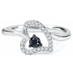 Black & White Diamond Heart Ring