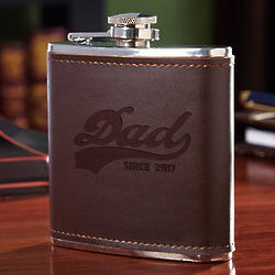 Sports Dad Engraved Leather Liquor Flask
