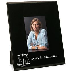 Personalized Glass Picture Frame with Legal Scales of Justice