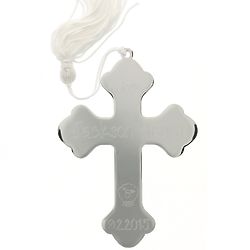 Personalized Nickel-Plated First Christmas Cross Ornament
