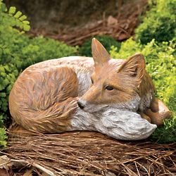 Lying Down Fox Garden Statue